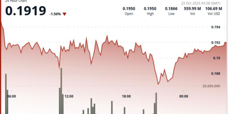 Tests $0.19 Support as Tight Range Breakout Potential