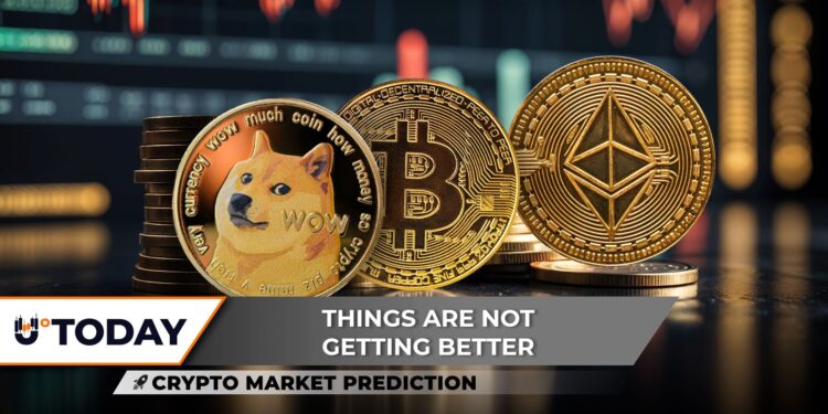 Crypto Market Prediction: Dogecoin (DOGE) Death Cross Confirmed, Bitcoin (BTC) Fights $500 Million Sell Wall, Ethereum (ETH) Price Recovery Here?