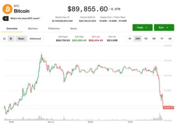 Plunges Below $90K as AI Bubble Worries Weigh on Tech Stocks