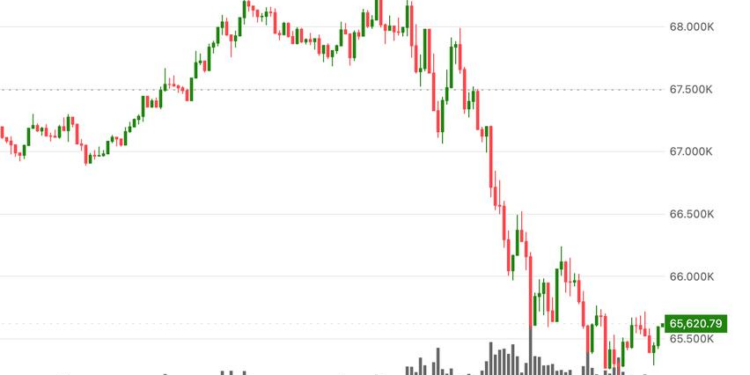 BTC falls back to $65,000 as software sector slides 3%