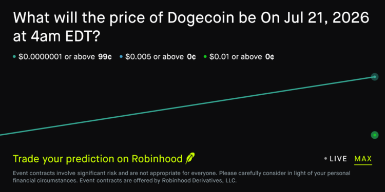 Dogecoin price on Jul 21, 2026 at 4am EDT Prediction Market – Robinhood