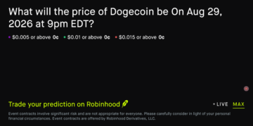 Dogecoin price on Aug 29, 2026 at 9pm EDT Crypto Prediction Market – Robinhood