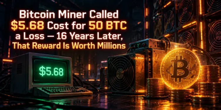 Bitcoin Miner Called $5.68 Cost for 50 BTC a Loss — 16 Years Later, That Reward Is Worth Millions