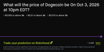 Dogecoin price on Oct 3, 2026 at 10pm EDT Crypto Prediction Market – Robinhood